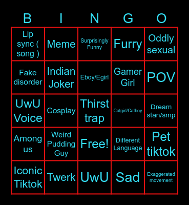 TikTok Cringe Bingo 🤪 Bingo Card
