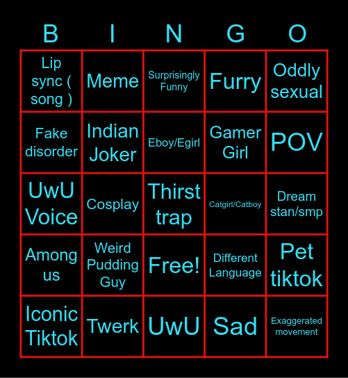 TikTok Cringe Bingo 🤪 Bingo Card