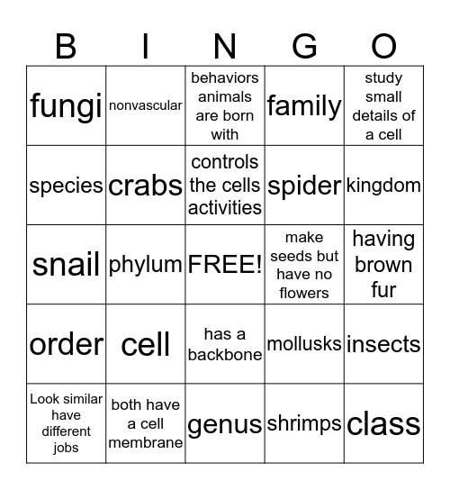 Science Ch. 1 Bingo Card