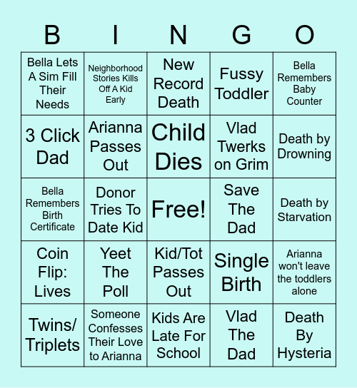 Cabana 100 Baby Bingo Card