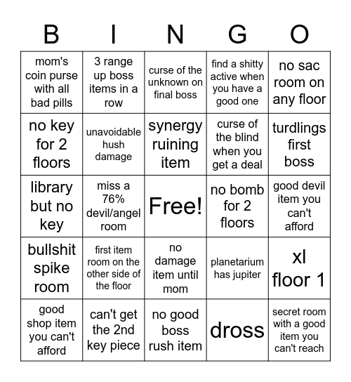 isaac bingo Card