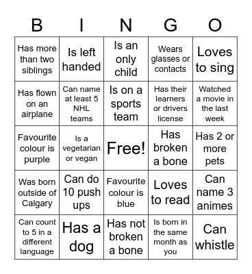 Find someone who... Bingo Card