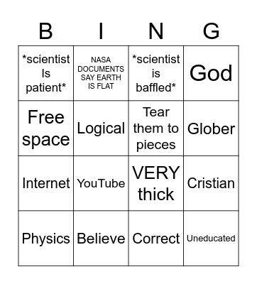Flat Earth Bingo Card
