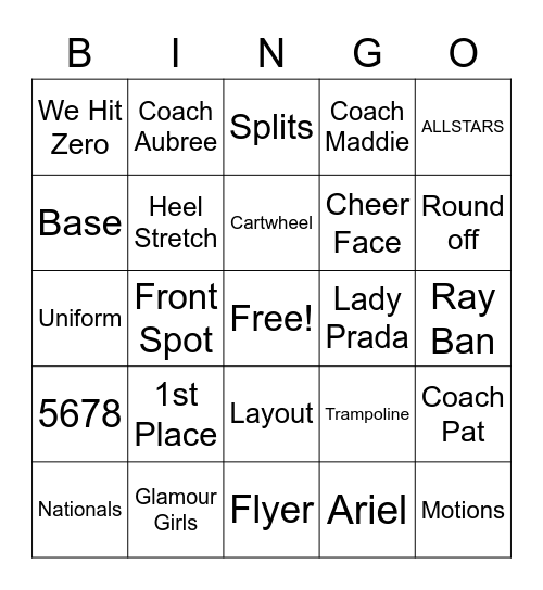 hollywood Bingo Card