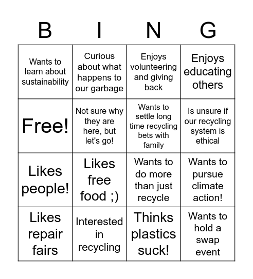 Master Recycler Bingo! Bingo Card