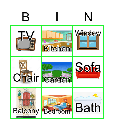 Parts of the House Bingo Card