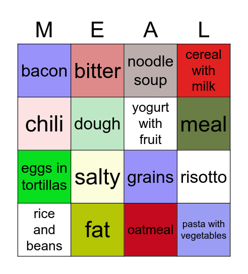 Food Around the World Bingo Card