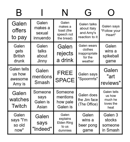 GALEN Bingo Card