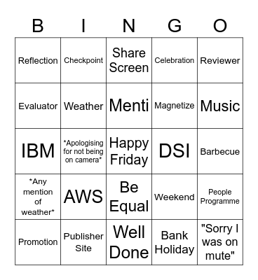 DSI Bingo Card