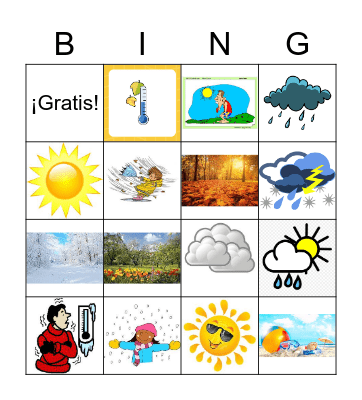Spanish weather Bingo Card