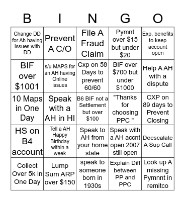 Customer Appreciation Bingo Card