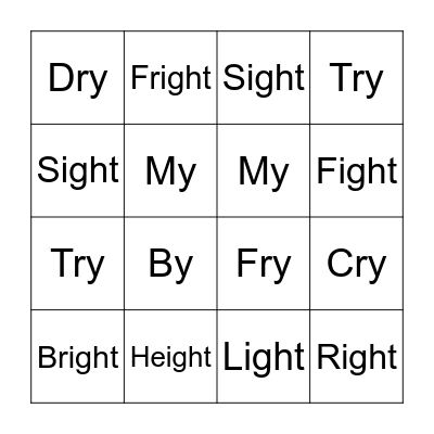 Long i Bingo Card