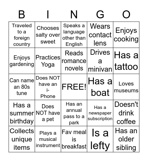 Mom 2 Mom Bingo Card