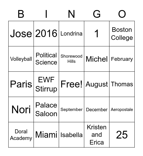 Untitled Bingo Card