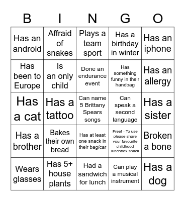 Ice-Ice Breaker! Bingo Card