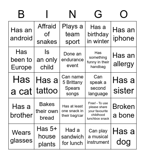 Ice-Ice Breaker! Bingo Card