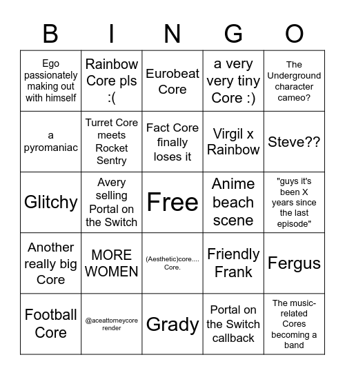 Meet the Cores 4 predictions (if it comes out) Bingo Card