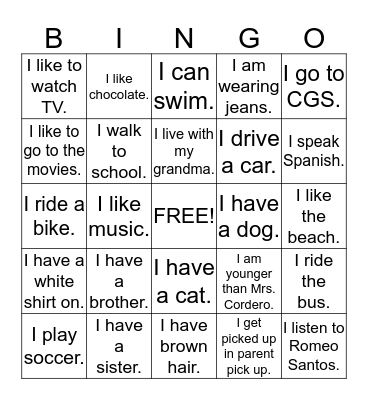 Get to Know Your Classmates Bingo Card