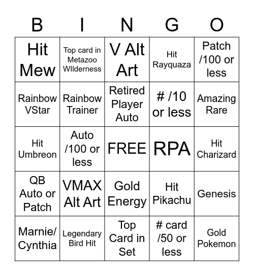 Untitled Bingo Card