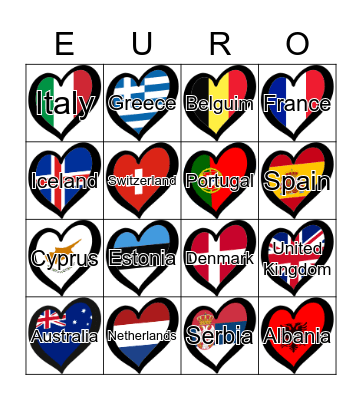 Eurovision Bingo Card