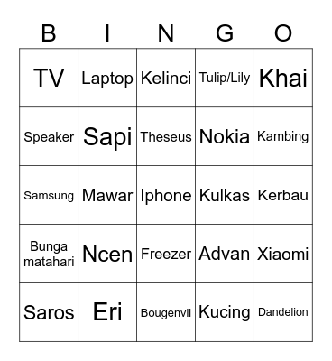 Punya Ares Bingo Card