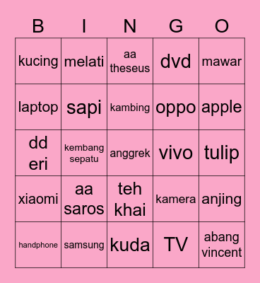 bingo punya gigis Bingo Card