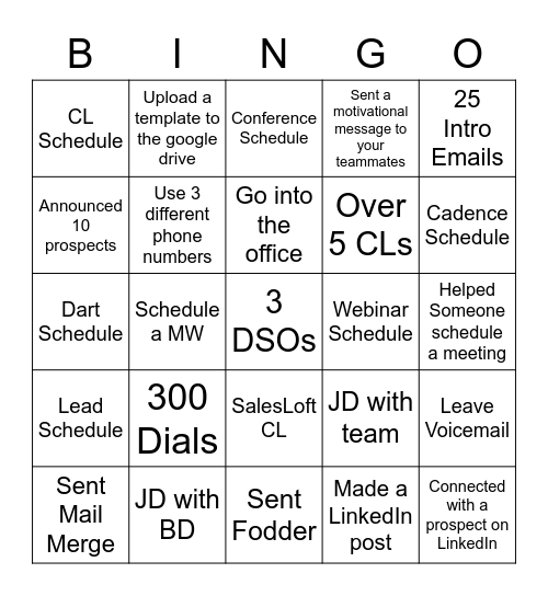 Blitz Bingo Card