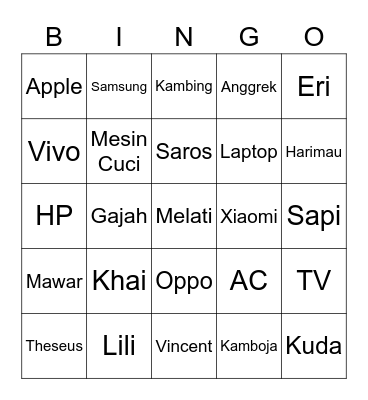 Vivetta Bingo Card