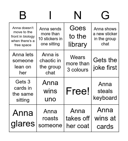 Untitled Bingo Card
