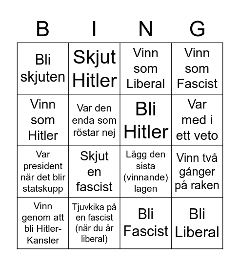 SH Bingo Card