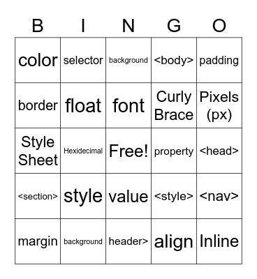 CSS Bingo Card