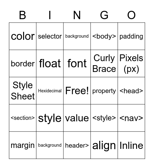 CSS Bingo Card