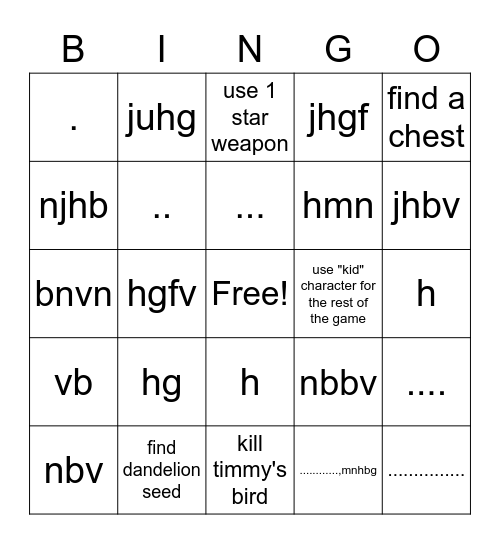 Genshin Bingo Card