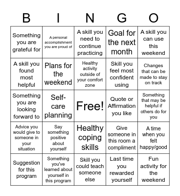 THERAPY BINGO Card