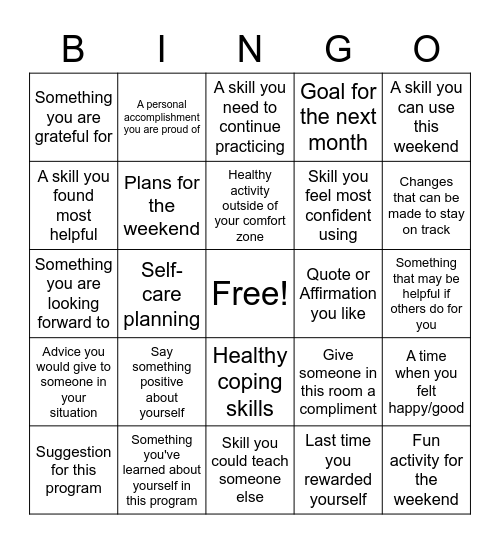 THERAPY BINGO Card