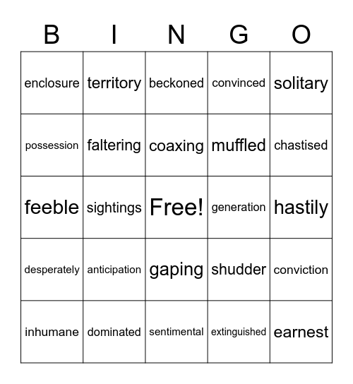 Vocabulary Bingo Card