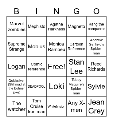 M.O.M cameo Bingo Card