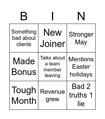 EoM Call Bingo Card