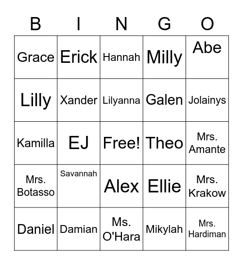 3-O Bingo Card