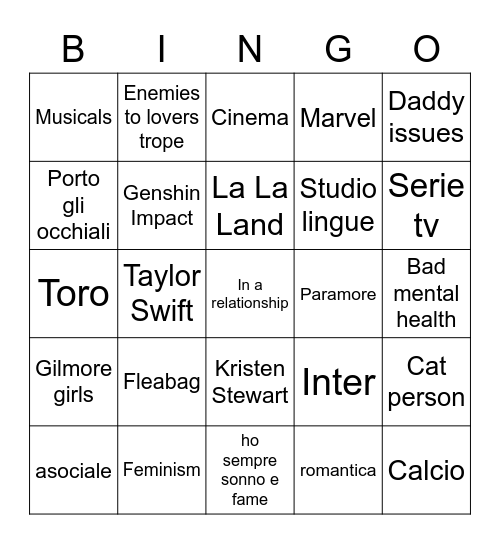 Rob Bingo Card