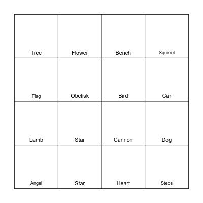 Scavenger Hunt Bingo Card