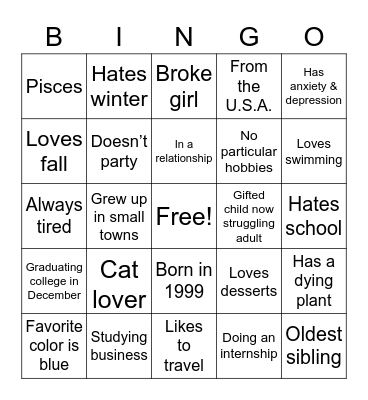 Gabby’s Bingo Card