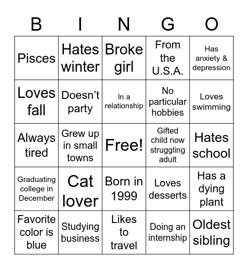 Gabby’s Bingo Card