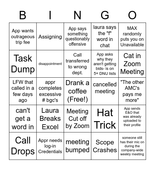AR BINGO Card