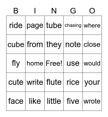 Letterland Vowel Men Bingo Card