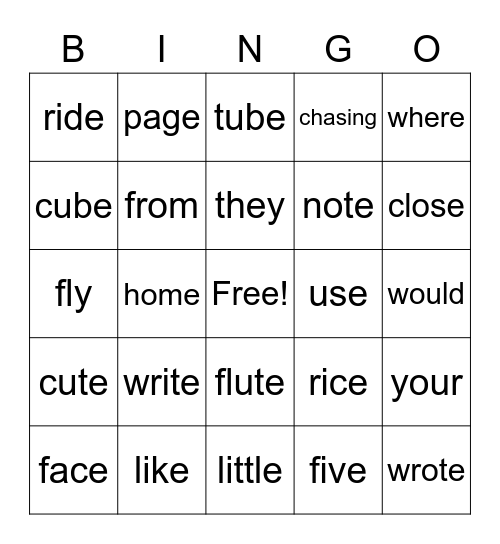 Letterland Vowel Men Bingo Card