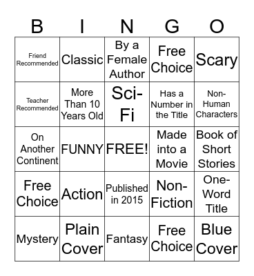 Library Bingo Card