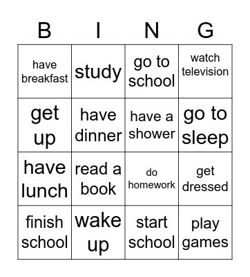 DAILY ROUTINES Bingo Card