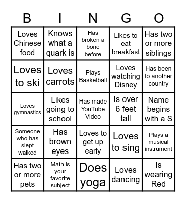 FUN FUN FUN ! Bingo Card