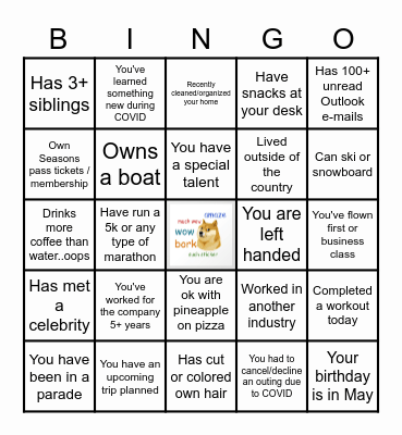 Pod 4 Team Social Bingo Card